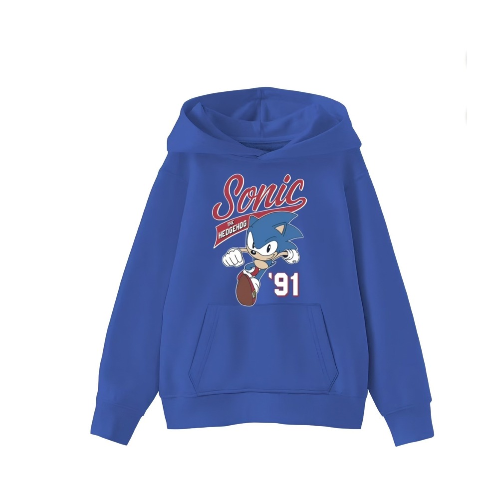 Sonic The Hedgehog Boys Blue Graphic Hoodie Retro 91 Fleece Size L 10/12